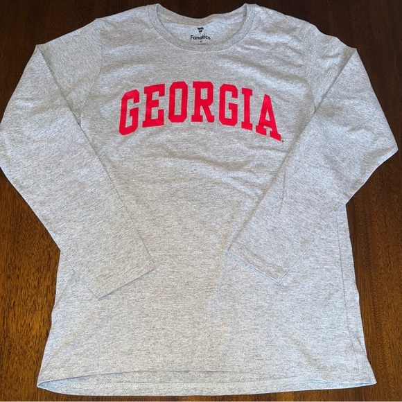 Fanatics Tops - Georgia Fanatics Long Sleeve Heather Gray Red Letters Size Medium
